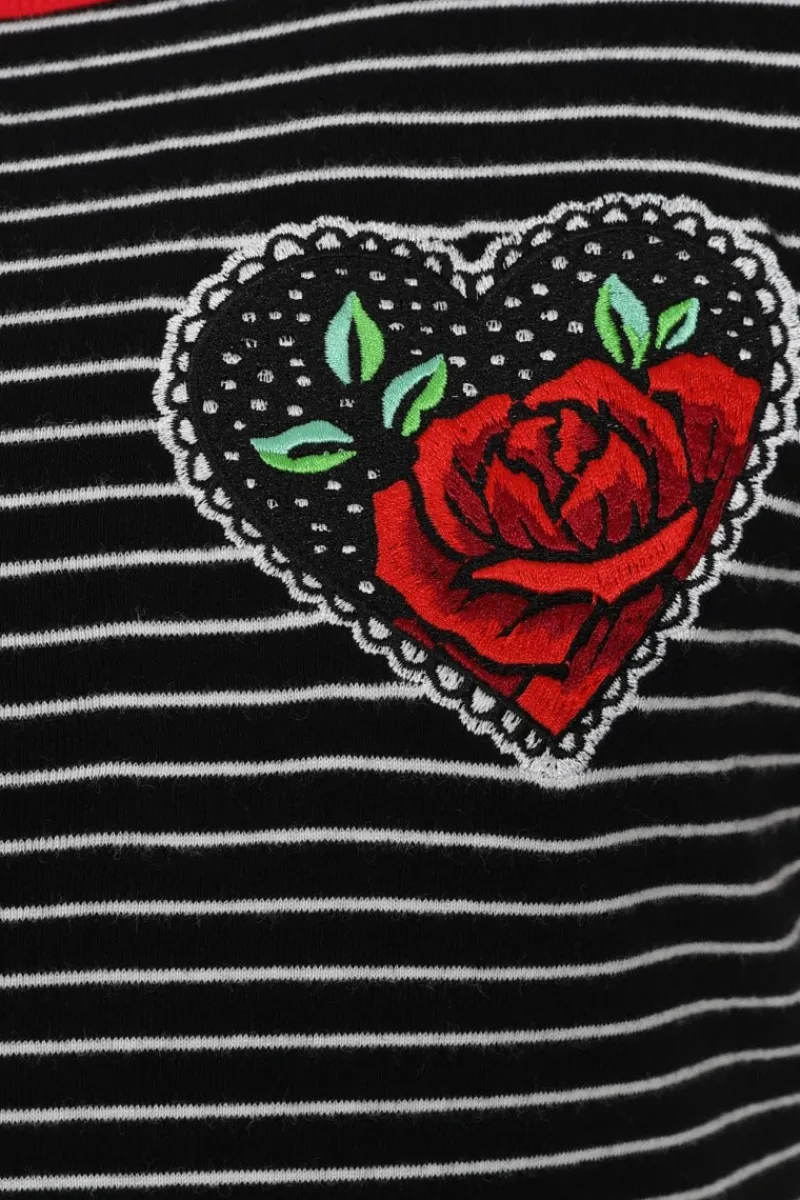 Hell Bunny Tops|Knitwear>Rose Heart Top Black