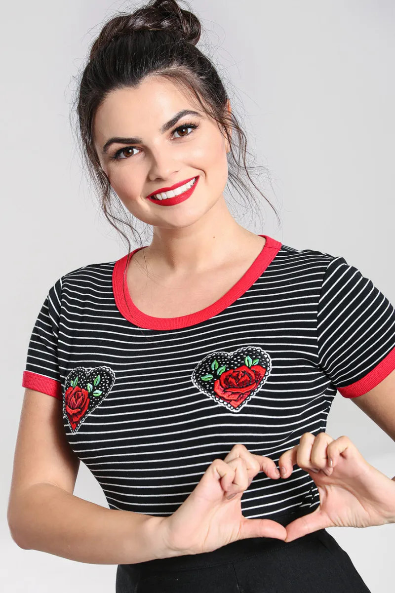 Hell Bunny Tops|Knitwear>Rose Heart Top Black