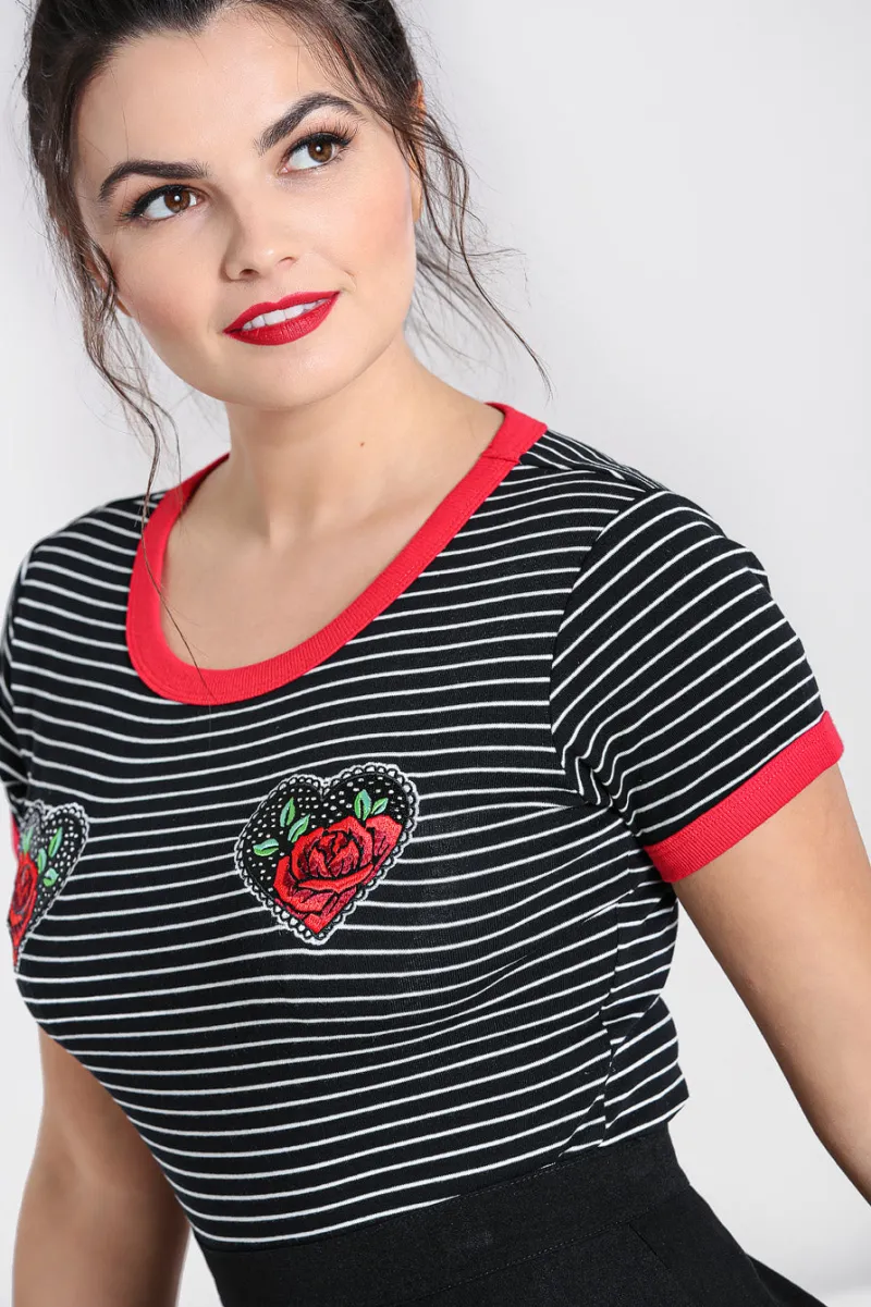 Hell Bunny Tops|Knitwear>Rose Heart Top Black