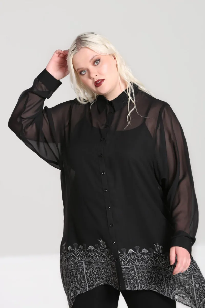 Hell Bunny Tops|Blouses>Secret Gate Tunic Black
