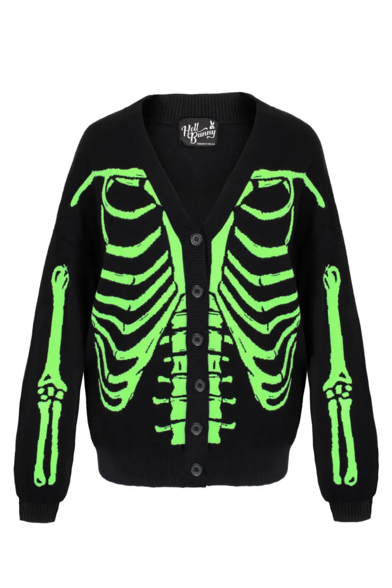 Hell Bunny Tops|Knitwear>Skeleton Cardigan