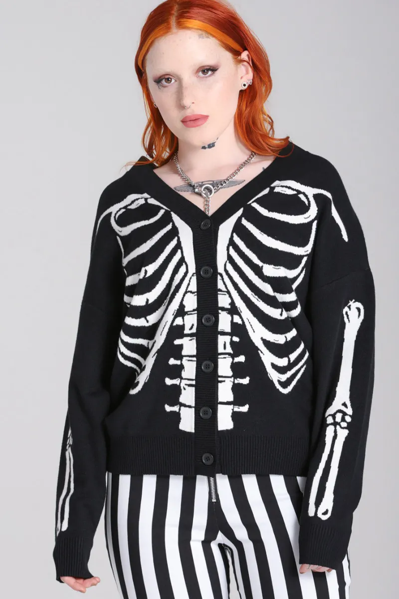 Hell Bunny Tops|Knitwear>Skeleton Cardigan