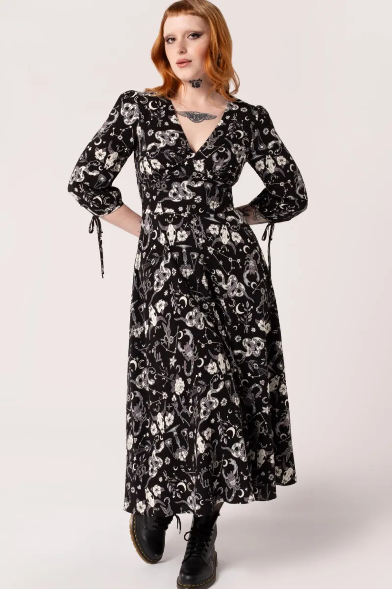 Hell Bunny Dresses|Midi Dresses>Star Sign Midi Dress Black