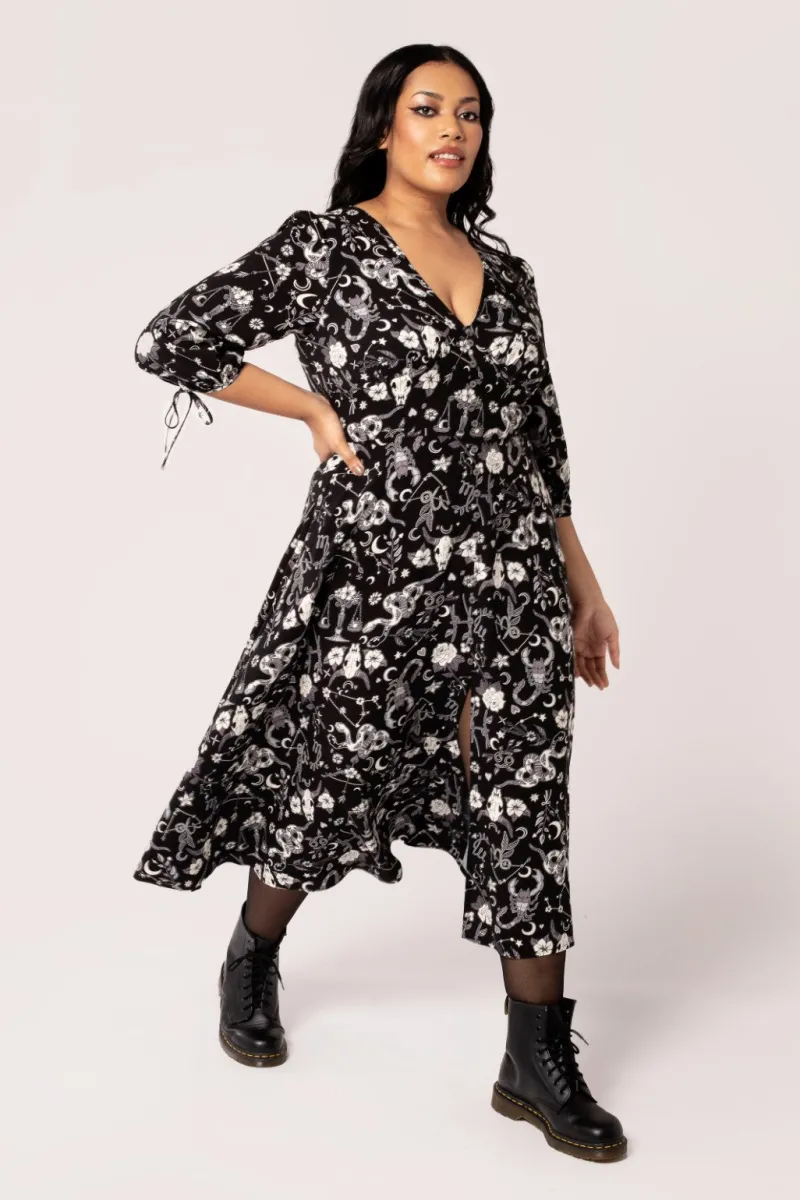 Hell Bunny Dresses|Midi Dresses>Star Sign Midi Dress Black