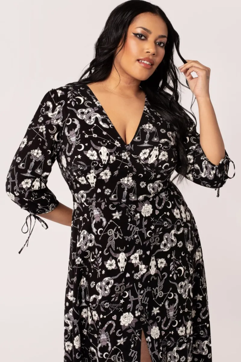 Hell Bunny Dresses|Midi Dresses>Star Sign Midi Dress Black