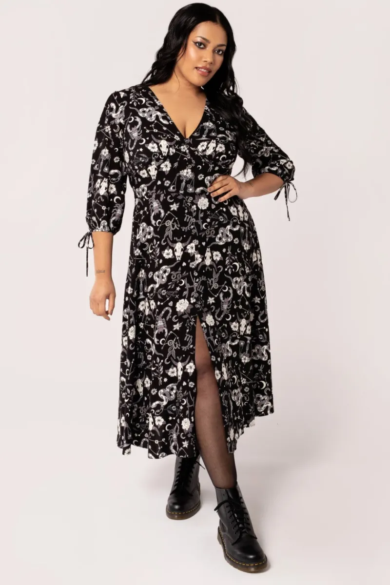 Hell Bunny Dresses|Midi Dresses>Star Sign Midi Dress Black