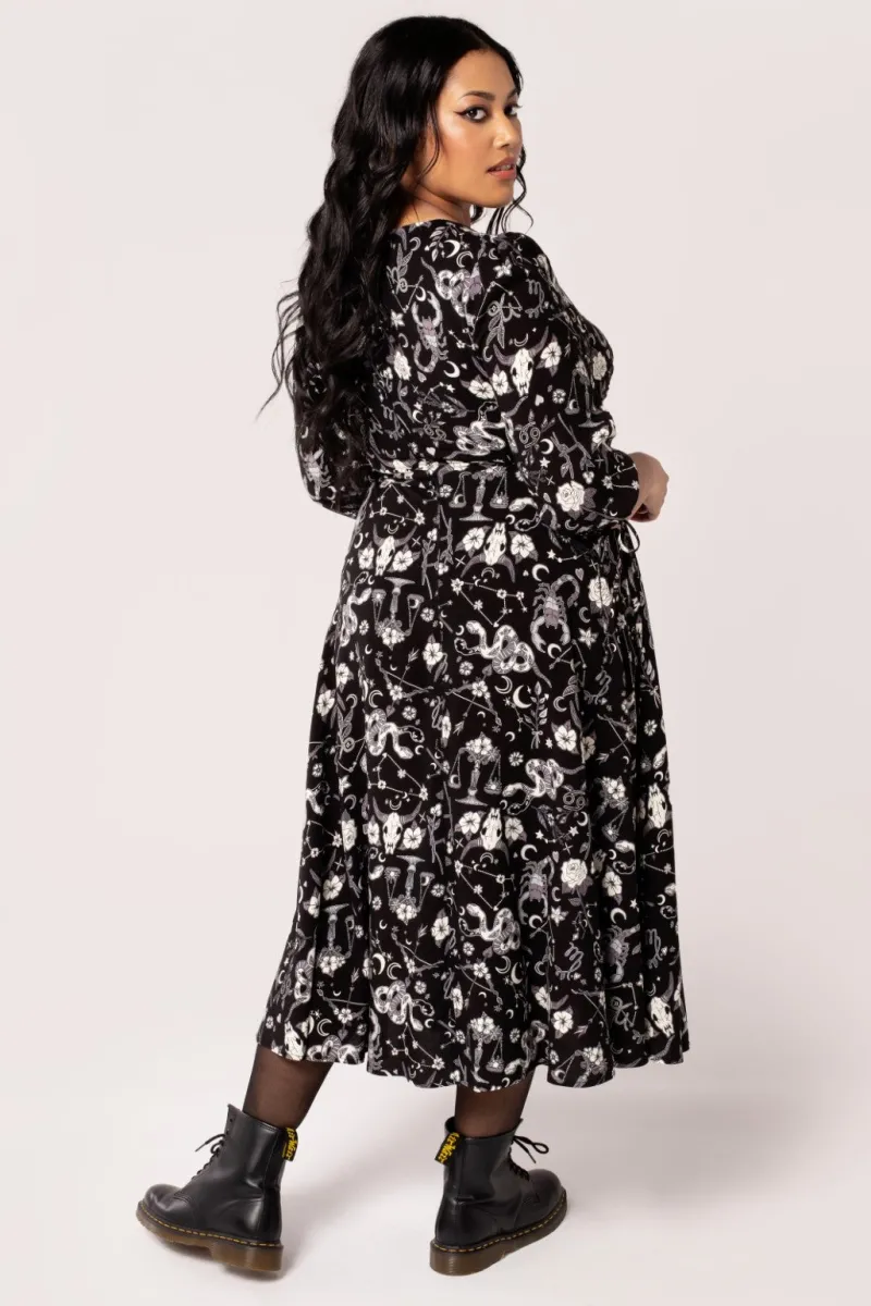 Hell Bunny Dresses|Midi Dresses>Star Sign Midi Dress Black
