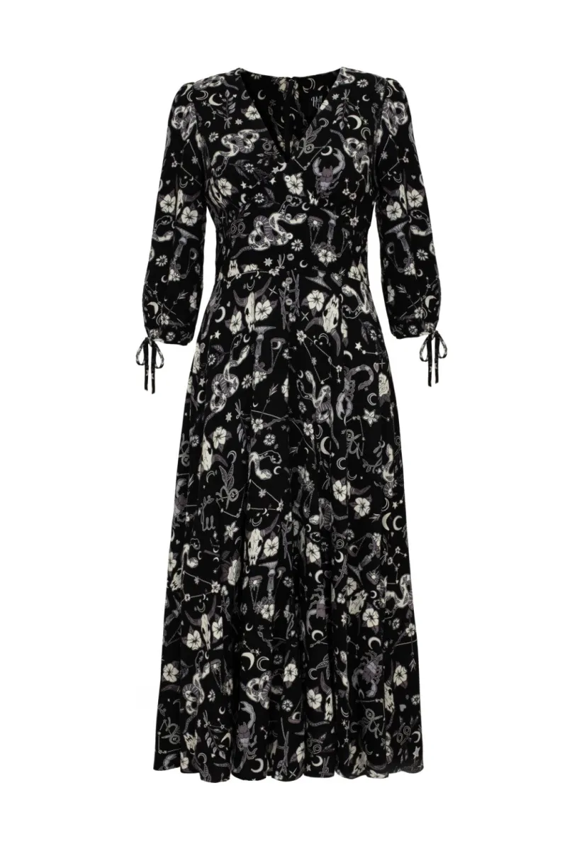 Hell Bunny Dresses|Midi Dresses>Star Sign Midi Dress Black