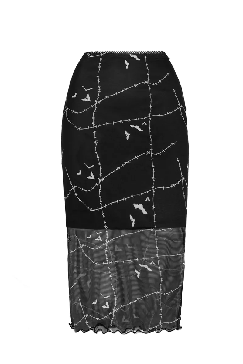 Hell Bunny Skirts|Skirts>Stitches Mesh Skirt Black