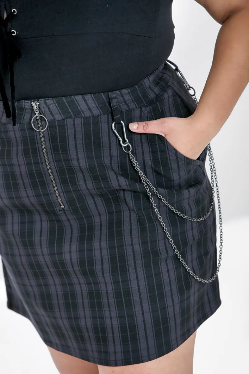 Hell Bunny Skirts|Skirts>Storm Mini Skirt Grey