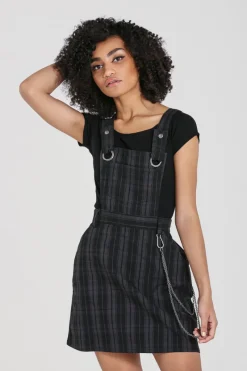 Hell Bunny Dresses|Dresses>Storm Pinafore Dress Grey