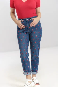Hell Bunny Trousers & Shorts|Trousers & Shorts>Strawberry Denim Jeans Blue