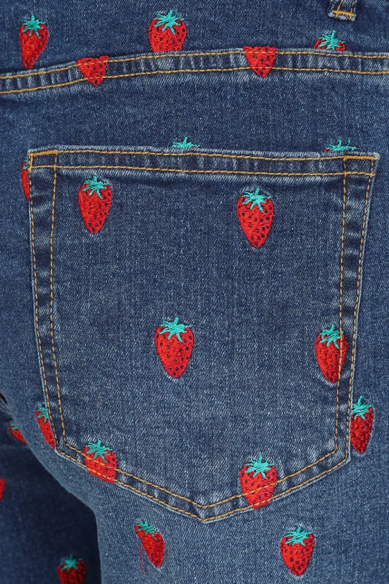 Hell Bunny Trousers & Shorts|Trousers & Shorts>Strawberry Denim Jeans Blue