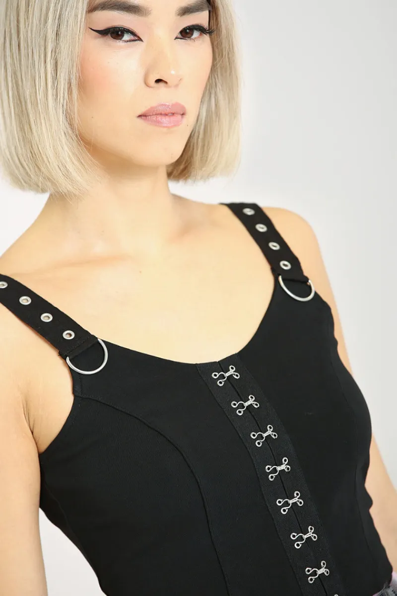 Hell Bunny Tops|Loungewear>Tabitha Crop Top Black