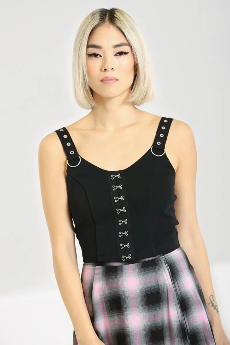 Hell Bunny Tops|Loungewear>Tabitha Crop Top Black