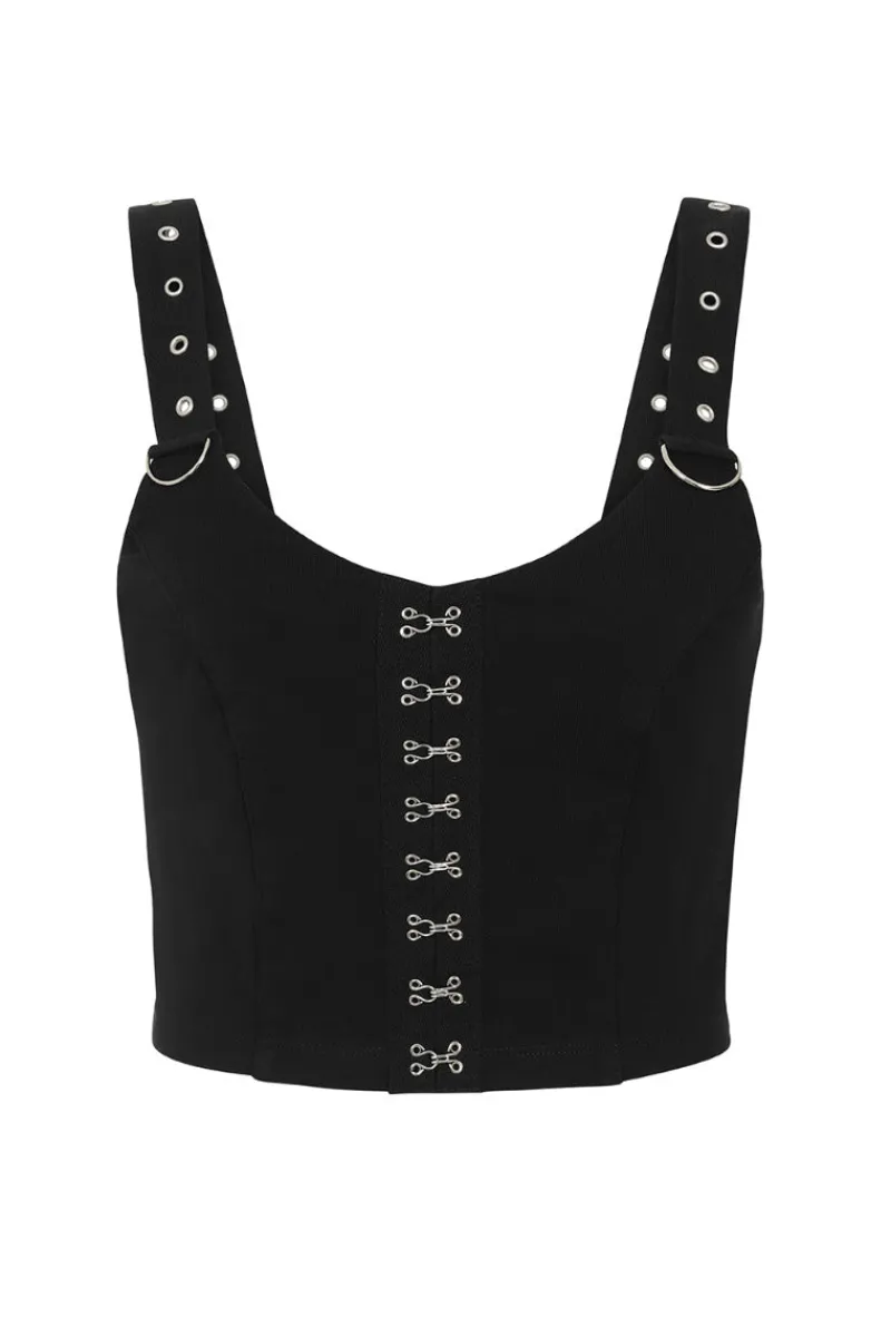 Hell Bunny Tops|Loungewear>Tabitha Crop Top Black