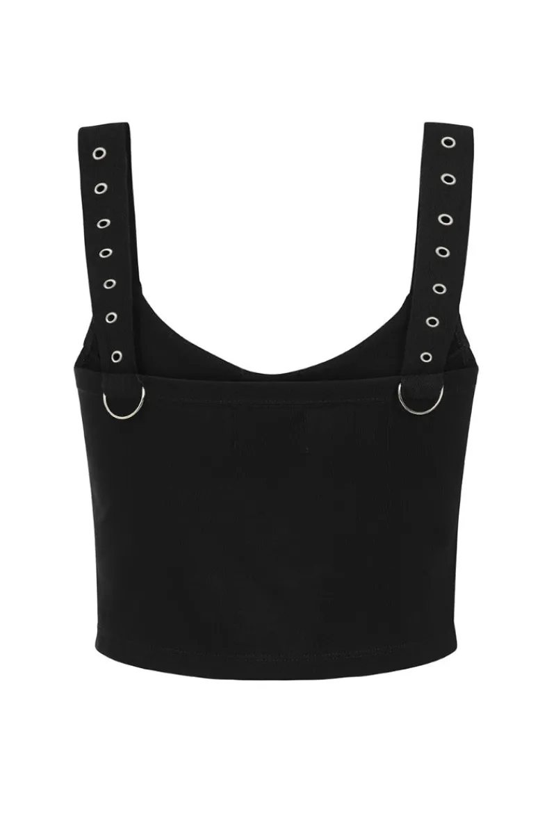 Hell Bunny Tops|Loungewear>Tabitha Crop Top Black