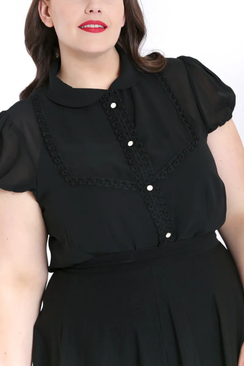 Hell Bunny Tops|Blouses>Taffy Blouse Black