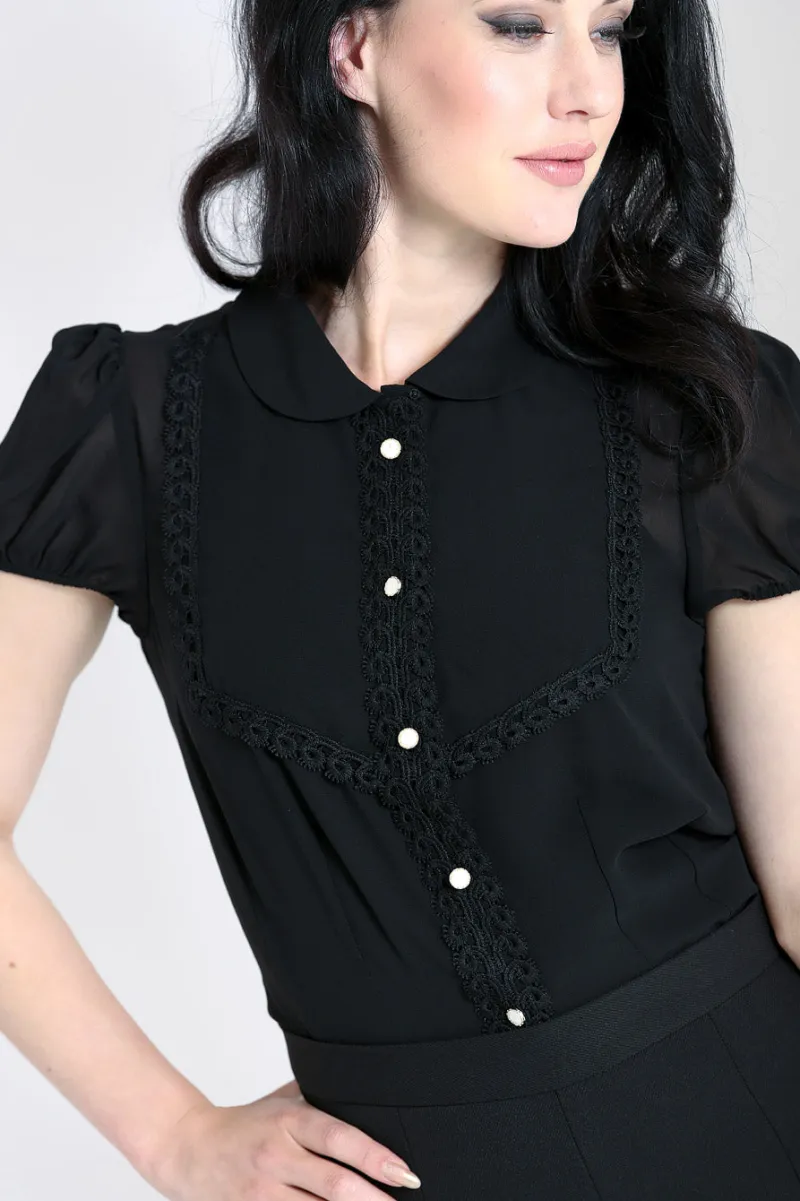 Hell Bunny Tops|Blouses>Taffy Blouse Black