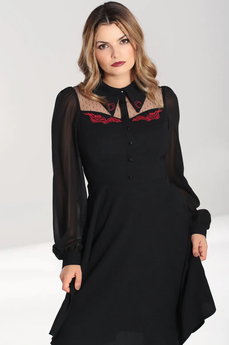 Hell Bunny Dresses|Dresses>Tallulah Mid Dress Black
