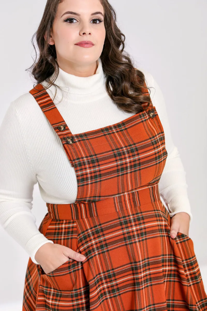 Hell Bunny Dresses|Dresses>Tawny Pinafore Dress Brown