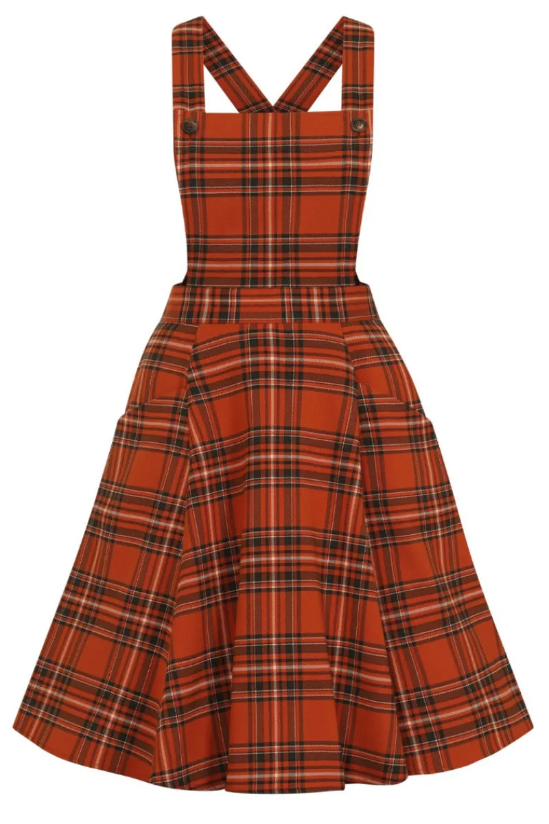 Hell Bunny Dresses|Dresses>Tawny Pinafore Dress Brown