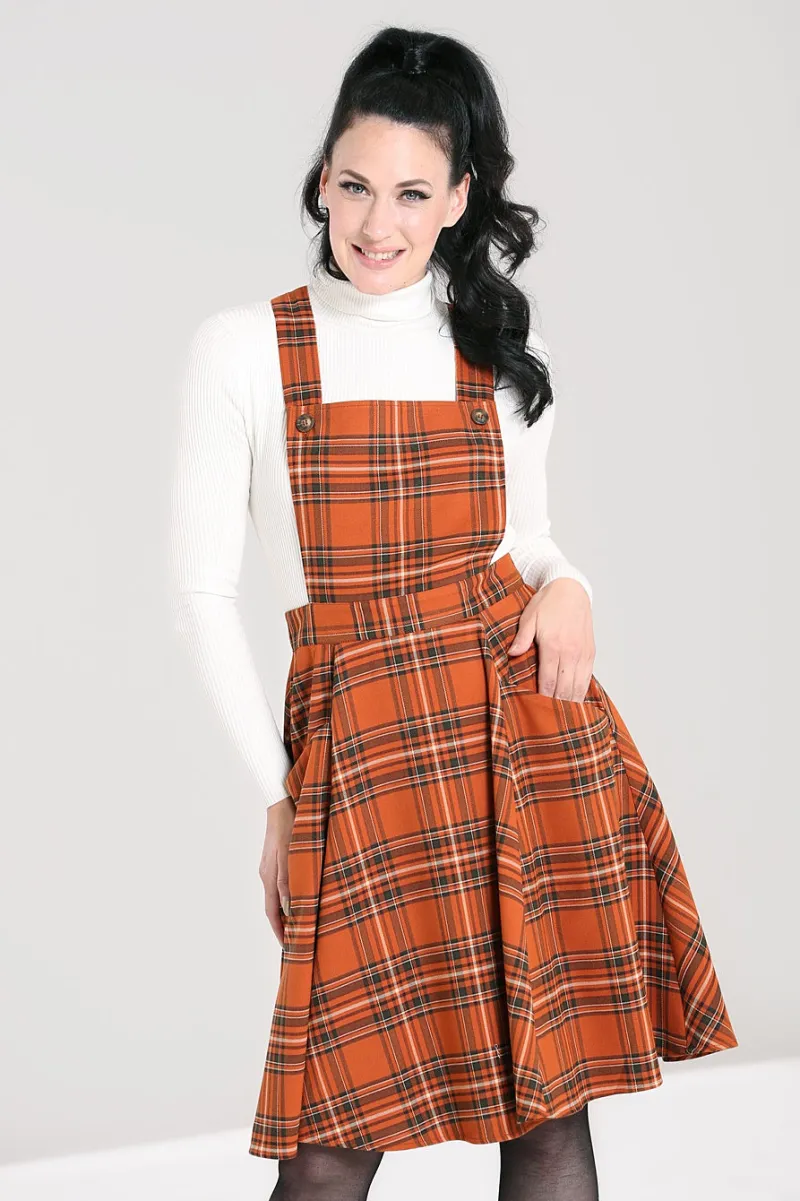 Hell Bunny Dresses|Dresses>Tawny Pinafore Dress Brown