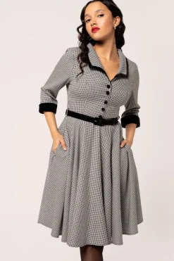 Hell Bunny Dresses|Vintage Dresses>Teddy Knee Dress Black/White