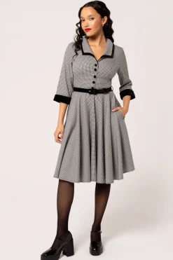 Hell Bunny Dresses|Vintage Dresses>Teddy Knee Dress Black/White