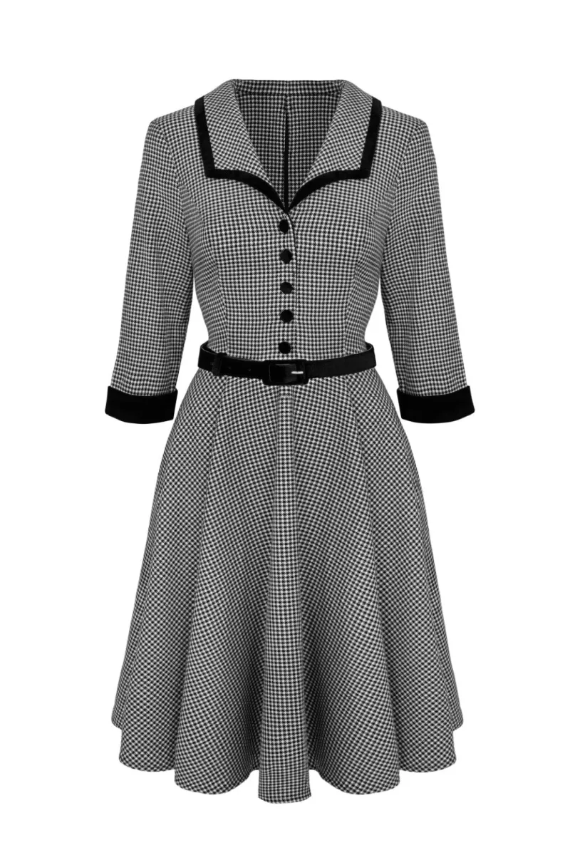Hell Bunny Dresses|Vintage Dresses>Teddy Knee Dress Black/White