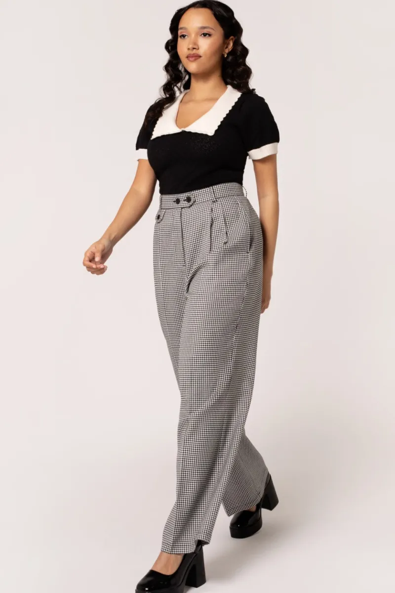 Hell Bunny Trousers & Shorts|Trousers & Shorts>Teddy Trousers Black/White