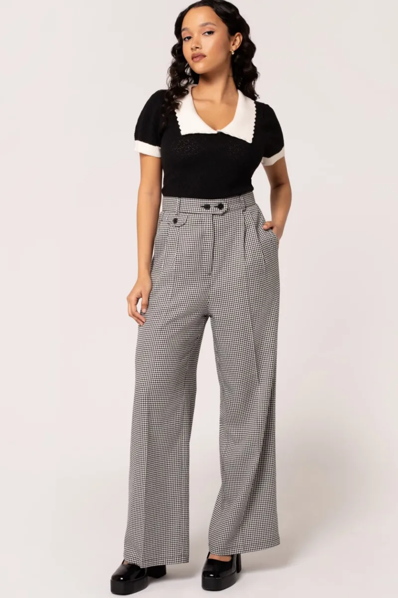 Hell Bunny Trousers & Shorts|Trousers & Shorts>Teddy Trousers Black/White