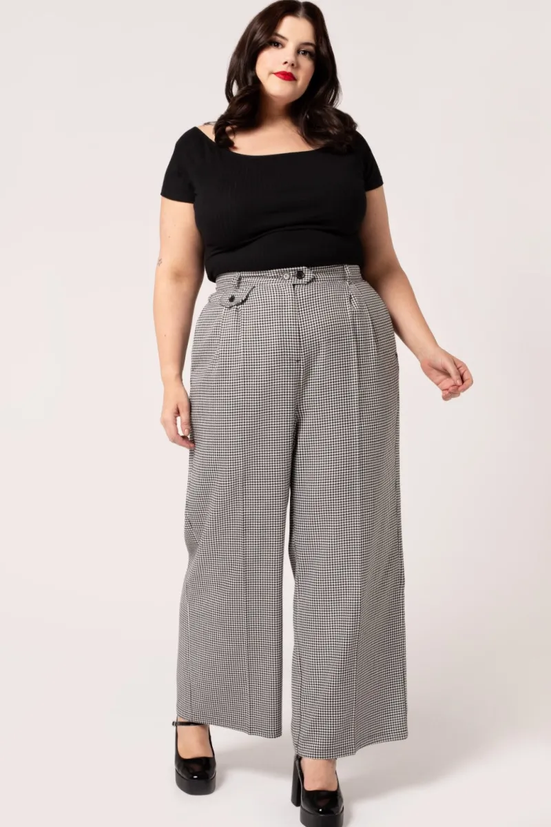 Hell Bunny Trousers & Shorts|Trousers & Shorts>Teddy Trousers Black/White