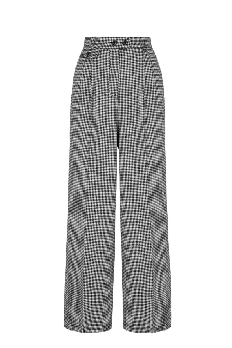 Hell Bunny Trousers & Shorts|Trousers & Shorts>Teddy Trousers Black/White