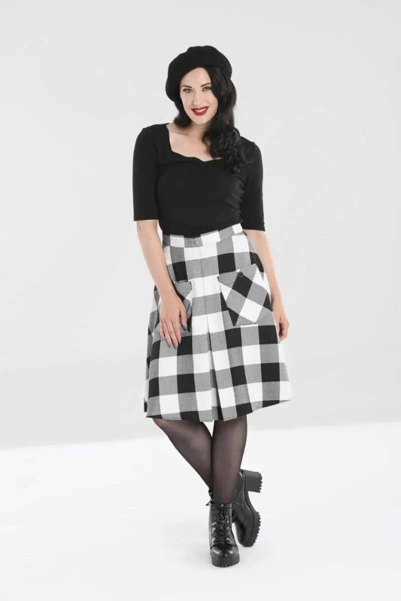 Hell Bunny Skirts|Skirts>Teen Spirit Mid Skirt Black-White