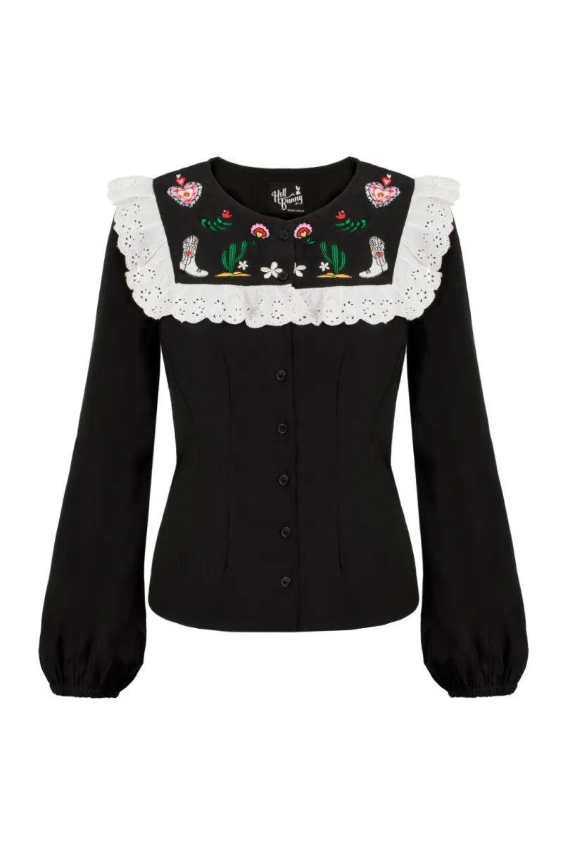 Hell Bunny Tops|Blouses>Tessie Blouse Black