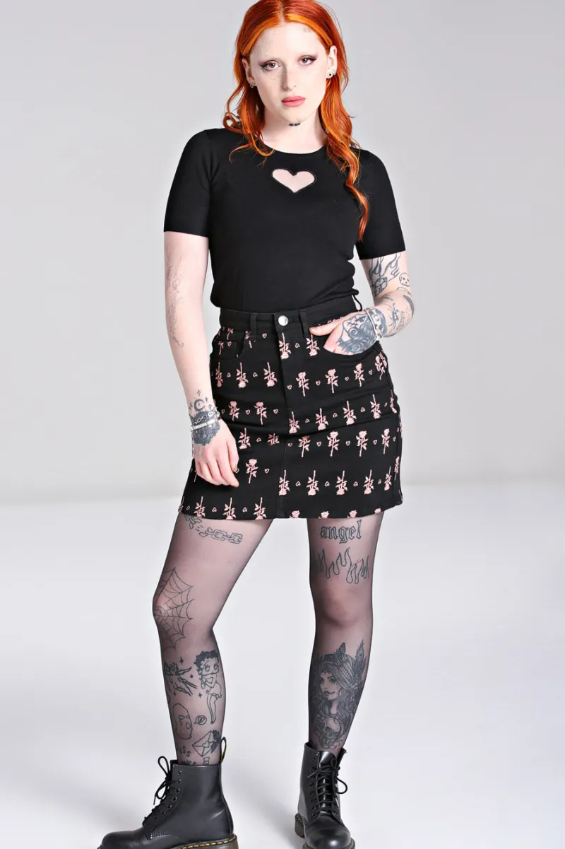 Hell Bunny Skirts|Denim>The Lover Skirt Black