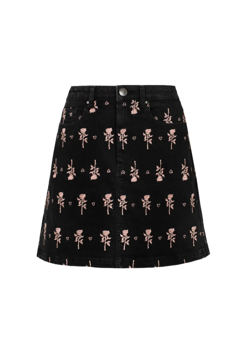 Hell Bunny Skirts|Denim>The Lover Skirt Black