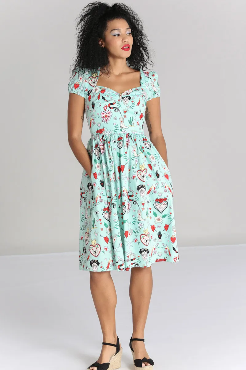 Hell Bunny Dresses|Dresses With Pockets>Tijuana Midi Dress Green