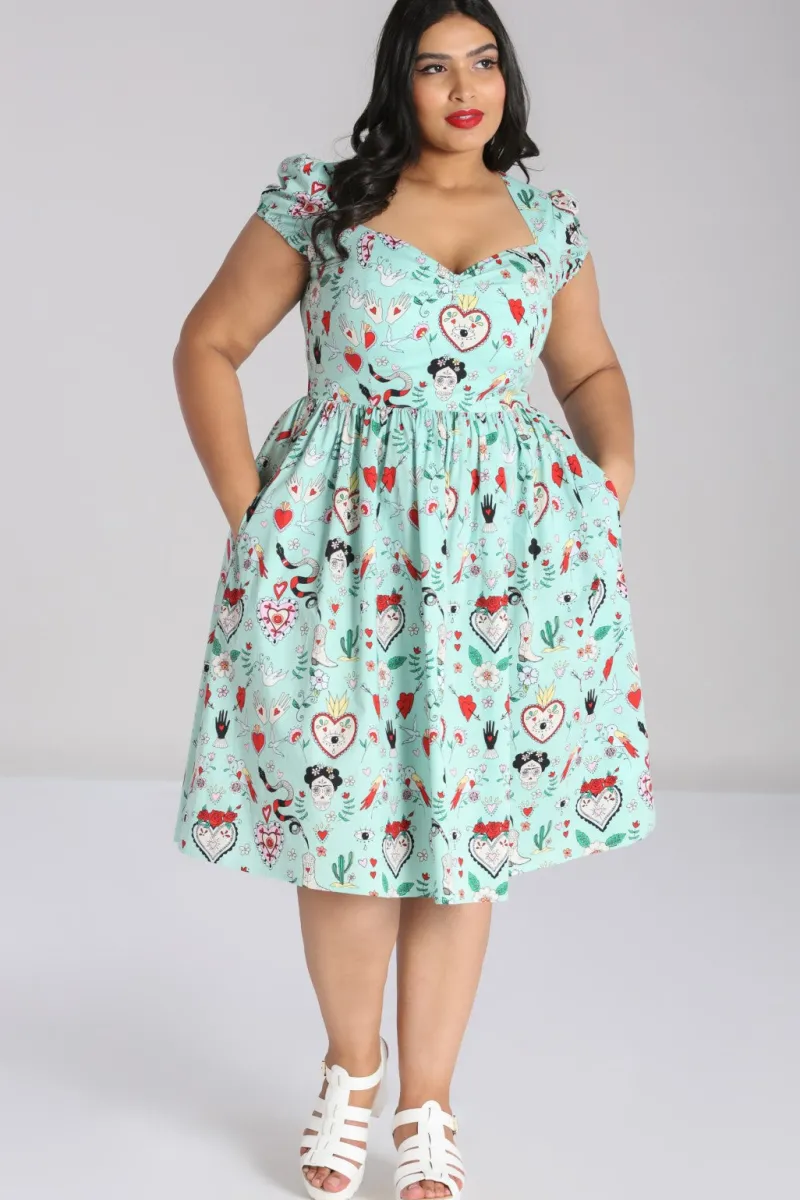 Hell Bunny Dresses|Dresses With Pockets>Tijuana Midi Dress Green
