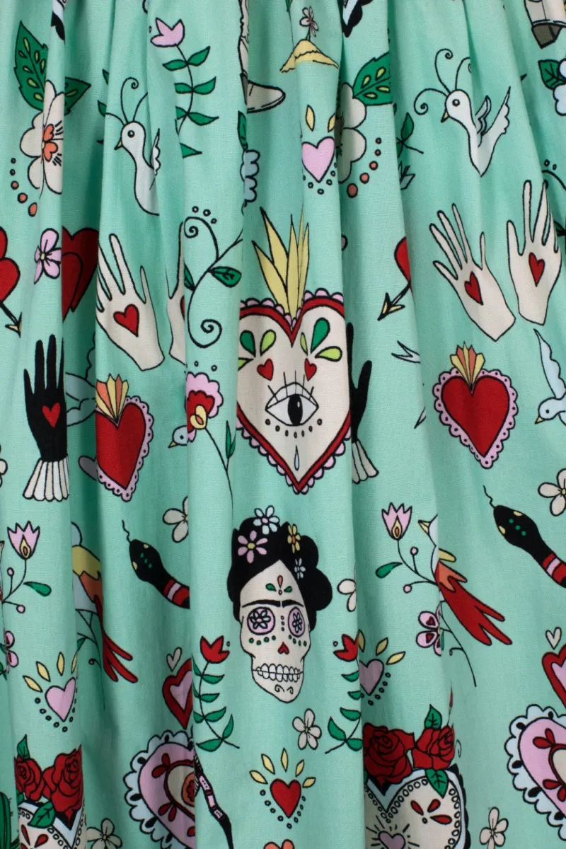 Hell Bunny Skirts>Tijuana Skirt Green