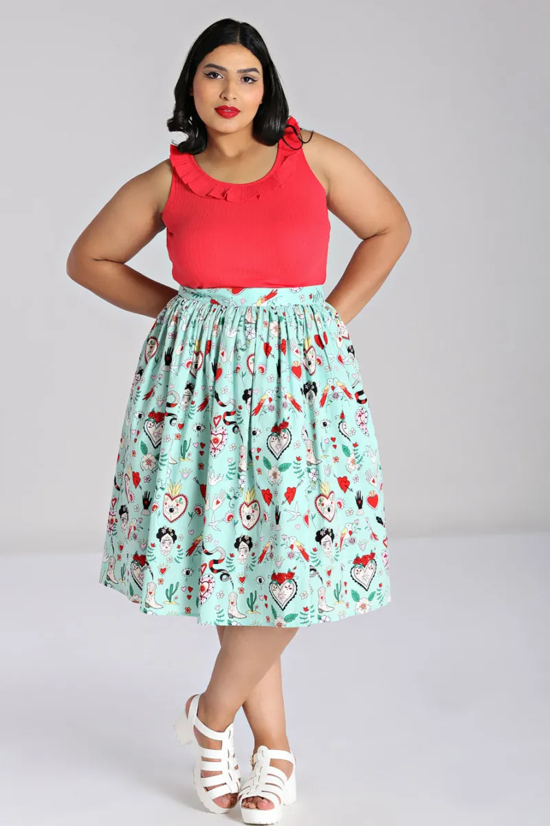 Hell Bunny Skirts>Tijuana Skirt Green