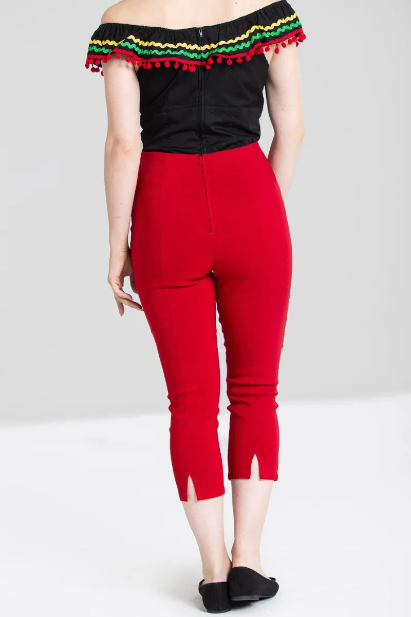 Hell Bunny Trousers & Shorts|Trousers & Shorts>Tina Capris Red