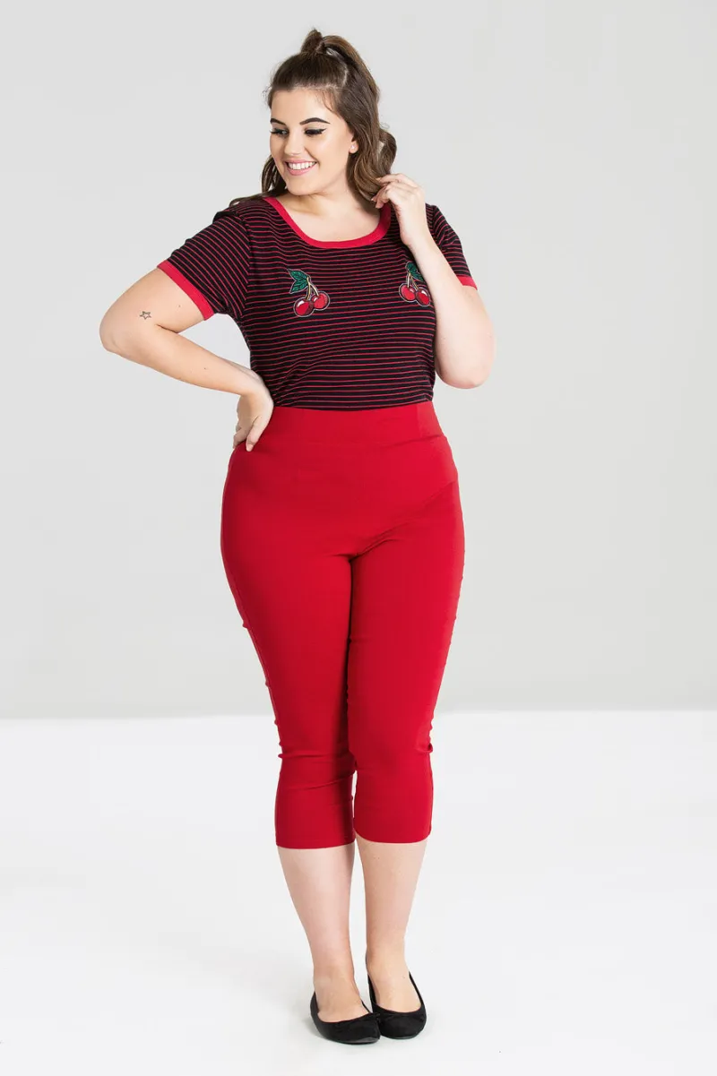 Hell Bunny Trousers & Shorts|Trousers & Shorts>Tina Capris Red