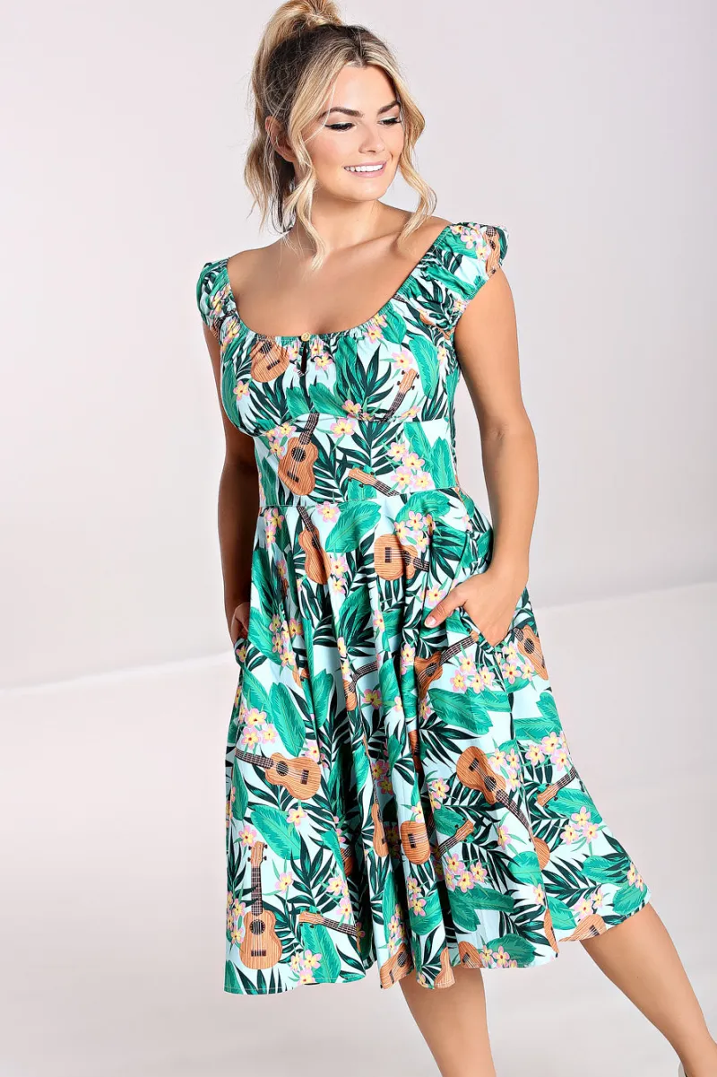 Hell Bunny Dresses|Dresses With Pockets>Ukulele Dress Blue