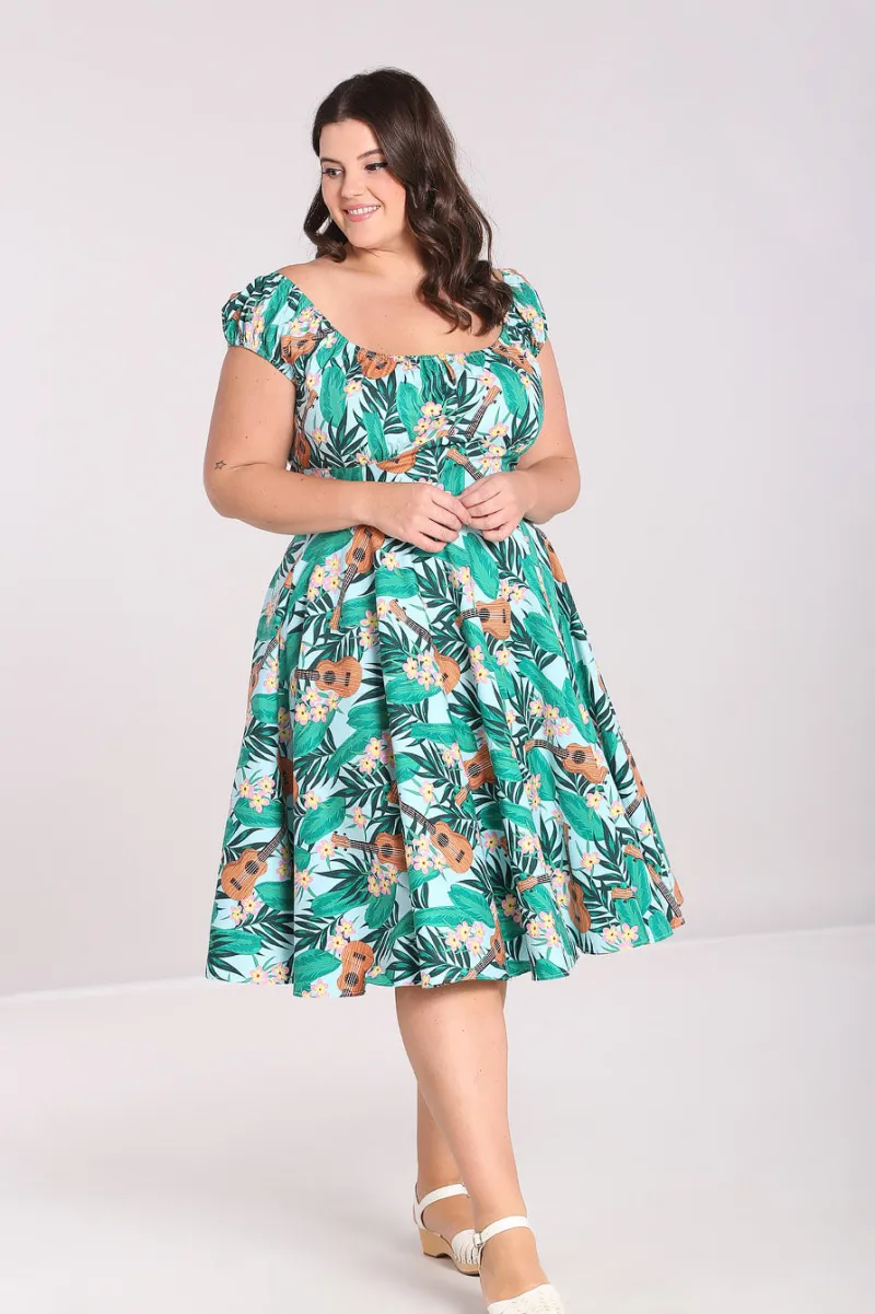 Hell Bunny Dresses|Dresses With Pockets>Ukulele Dress Blue