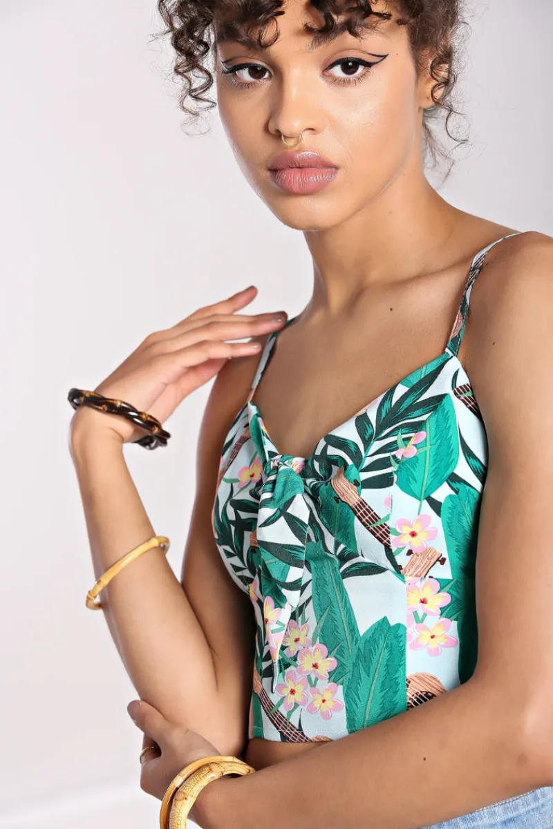 Hell Bunny Tops|Tops>Ululani Crop Top Blue