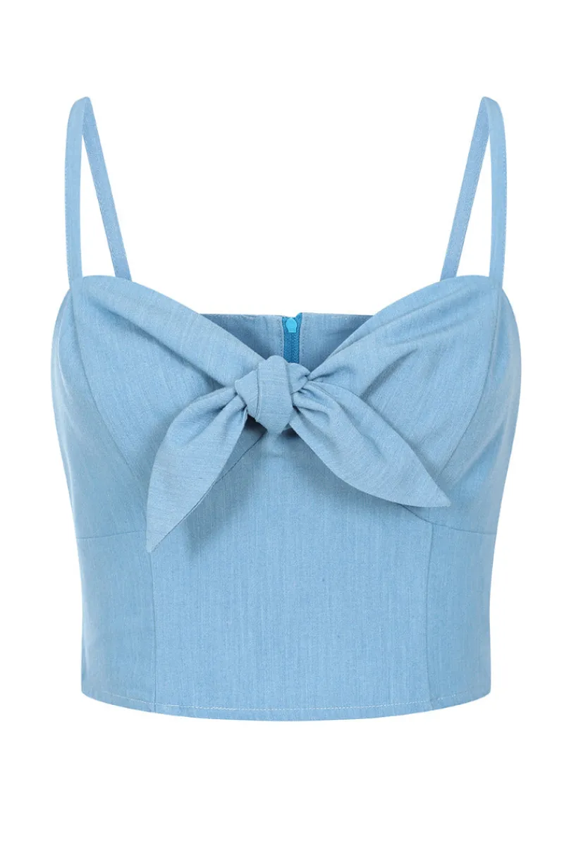 Hell Bunny Tops|Tops>Utah Crop Top Blue