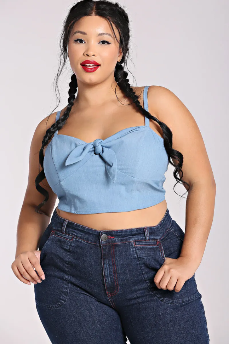 Hell Bunny Tops|Tops>Utah Crop Top Blue
