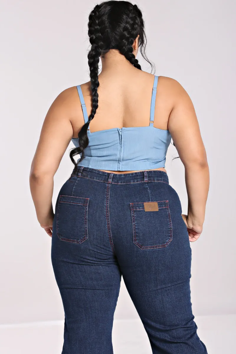 Hell Bunny Tops|Tops>Utah Crop Top Blue
